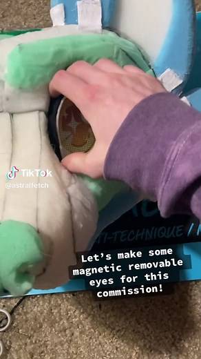 After three days and two complete remakes of this video (Tiktok randomly deleting half of our edits), this tutorial is finally done!! We are so excited to show you how we make our removable eyes! Once again shoutout to @SpiltGrapeSoda for their eye mesh, as well as the eye blanks that go along with the teal eye mesh. The other set of eye blanks was purchased a year or so ago and we sadly cannot remember who we got them from. 🌟 ☀️ ✨ ⭐️ #fursuit #furry #furryfandom #fursuiter #furries #fursona #f