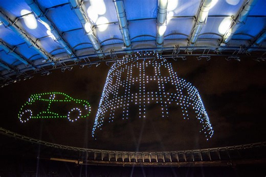 Rome lights up with 1,000 drones for the launch of BYD's new electric Dolphin Surf