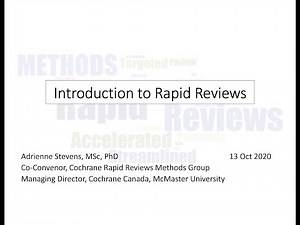 2020 10 13 Cochrane SA webinar: Introduction to rapid reviews