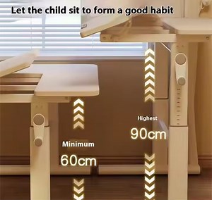 [Hot Item] Children Learning Desk Ergonomic Smart Study Educational Table with Bookshelf Height Adjustable HDF for Kids