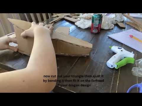 Tutorial on how to make a cardboard dragon puppet! #viral #trend #tutorial #cardboarddragons #fypシ