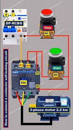 contactor self locking just 20 sec. #electrical #electrician