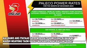 TANONG: MAGKANO ANG ITATAAS SA POWER RATE HANGGANG BUWAN NG MARSO NGAYONG TAON KAPAG NAGKAROON NG BAGONG EMERGENCY POWER SUPPLY AGGREMENT (EPSA)? Mababatid na Php14.7106/ kwh ang binabayaran na Power Rate ngayon sa residential ngunit kapag nagkaroon ng panibagong Emergency Power Supply Aggrement (EPSA) ay tinatayang aabot sa Php18/ kwh ang singil rito. Ang paliwanag ng PALECO, alamin sa video. #BrigadaNews | 103.1 Brigada News FM - Palawan
