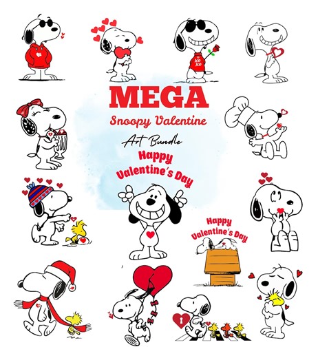 Snoopy Valentine Clipart Bundle | Cartoon PNG SVG - Etsy