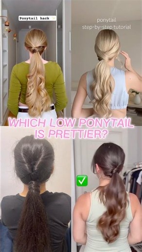 Which of the 4 low ponytail hairstyles is prettier? #hairstyle #ytshorts #trending #hairtutorial