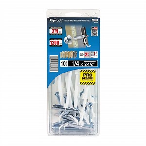 FLIPTOGGLE Fliptoggle 1/4 in. x 2-1/2 in. Plastic with Screw Philips and Slot Head 209lbs Toggle Bolt (10-pack) 425R