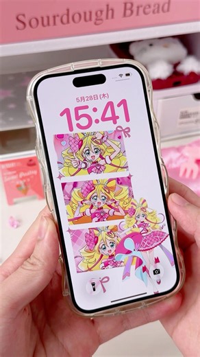キミとアイドルプリキュアが一番大好きなプリキュア系列‼️スマホのロック画面もキュアアイドルの仕様に変えた💕💫🎀#iscreen #プリキュア #壁紙 #ホーム画面 #推し
