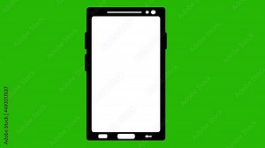 Loop animation of a vibrating cell phone icon, on a green chroma key background