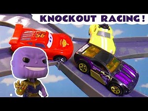 Toy Car Knockout Racing with The Funlings and Lightning McQueen