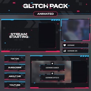 Animated Glitch Twitch Overlay Package: Stream Screens, Alerts, Panels (digital Download) - Etsy