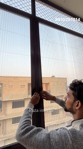 Balcony german pleated mesh door design #aluminiummesh #slidingmesh #germanpleqtedmesh #pleatedmeshfitting #AluminiumWindowdoors | Raza Interior