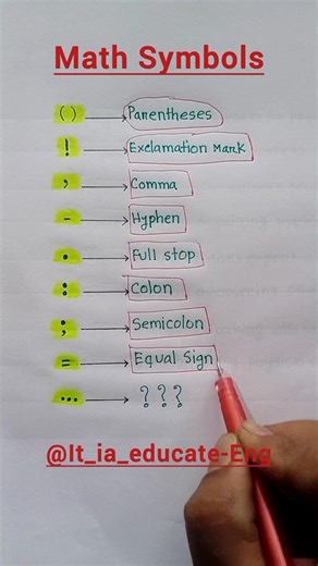 Math Symbols / List of math symbols 👨‍🏫💯 #english #mathsymbols #shorts #viralshorts #trending