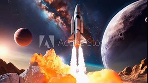 Space Shuttle Launch for Space Exploration and Aerospace Technology Concepts