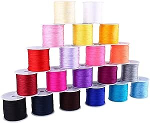 Horoper Chinese Knot Cord, Nylon Chinese Knot, Rat Tail Cord Nylon Trim Silk Cord Friendship Red String Bracelet, Chinese Knot, Cord Macrame Knot, Jewelry Making, String Red (100m X 0.8mm)