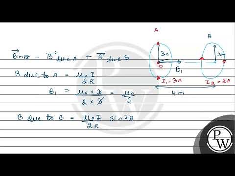 Two circular loops A and B, each of radius \\\\(3 \\\\mathrm{~m}\\\\), are placed coaxially at a dista....