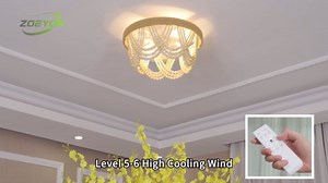 Boho Ceiling Fan with Light - Flush Mount Ceiling Fan with Lights, Chandelier Ceiling Fans with Lights & Remote Control, 6 Speeds Fandelier Wood Beaded Ceiling Fan for Living Room Bedroom.