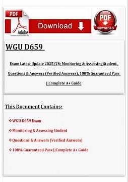 Wgu D659 Monitoring And Assessing Student Learning TEST BANK 2025 2026 Verified Exam Qa For A