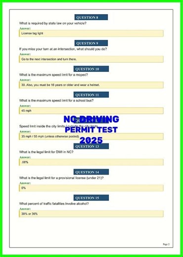 NC DRIVING PERMIT TEST 2025 video