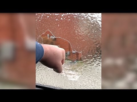 Punching through ice windows on cars
