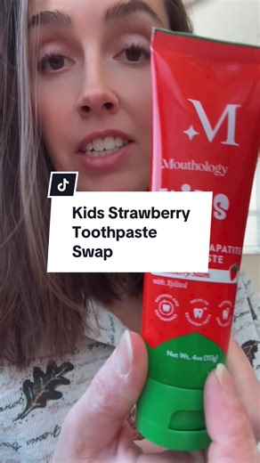 If your kid will ONLY use strawberry toothpaste, you know the struggle. I’m switching after seeing the recent headlines (allegations, not confirmed) and this is the best strawberry option I’ve found. Linked in the cart. #kidstoothpaste #fluoridefree #toothpaste #toddlermoms #hydroxyapatite @Mouthology