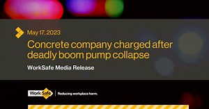 WorkSafe has charged a concrete pumping company following the death of a worker at a St Albans construction site in May 2021. #MediaRelease www.worksafe.vic.gov.au/news/2023-05/concrete-company-charged-after-deadly-boom-pump-collapse | WorkSafe Victoria