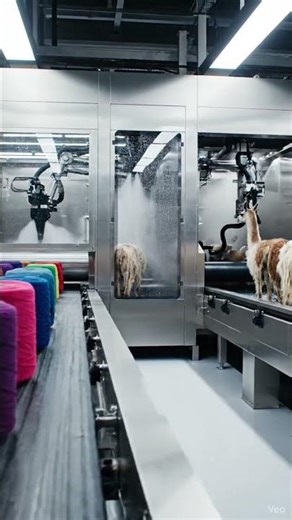 AI Llama Wool Harvesting Line 🦙🤖 #shorts #asmrsounds