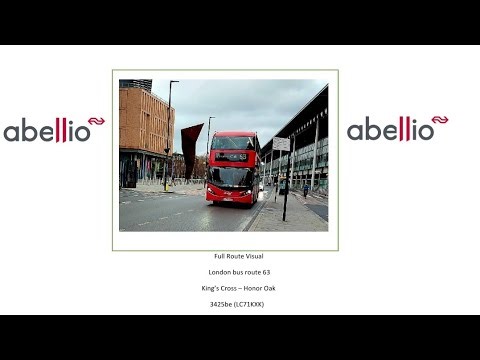 Full Route Visual | London bus route 63 | King's Cross - Honor Oak | 3425be (LC71KXK)