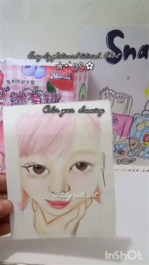 Diy photocard tutorial ✨️🩷 #diy #fanart #photocard #paper #trend #kpop #trending #shorts