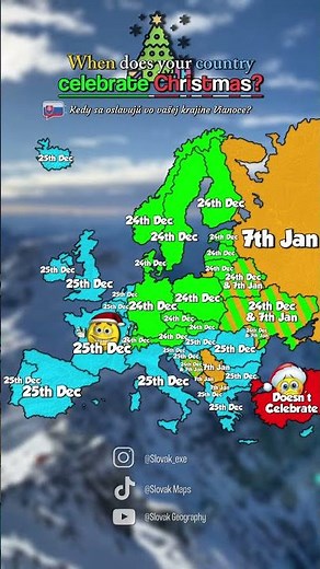 When does your country celebrate Christmas? 🎄🎁 #shorts #maps #mapping #slovakmaps #christmas