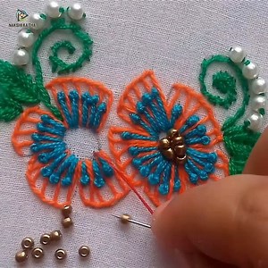 How to make a easy beaded flower design step by step Full Video link: https://youtu.be/IbVK3YFOHl8 | Cherry Blossom