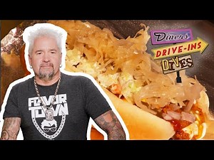 Guy Fieri Eats the 15-INCH Homewrecker Hot Dog at Hillbilly Hotdogs 🌭 | Diners, Drive-Ins & Dives