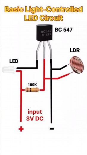 Simple Light-Controlled LED Circuit, Light Sensor Circuit (Easy Tutorial) #electronic #circuit