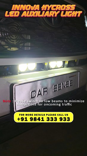 Upgrade your Toyota Innova Hycross with powerful LED Auxiliary Lights for superior visibility, improved night driving, and a tougher road presence! This light upgrade enhances overall brightness, beam spread, and road clarity—perfect for highway drives, long trips, and adventurous terrains. 💡 What We Installed: ✔️ High-intensity LED Auxiliary Lights ✔️ Long-range throw with wide-angle spread ✔️ Premium mounting & relay setup ✔️ Clean wiring with proper fuses ✔️ Neat & professional installation