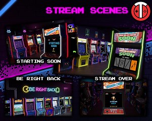 Retro Arcade 3D Animated Stream Scenes - Starting Soon, Be Right Back, Stream Over - Youtube / Twitch - Etsy