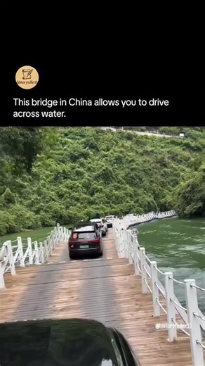 historyteller on Instagram: "In Hubei Province, China — nestled among forest-covered mountains and spanning the turquoise waters of the Qingjiang River — the Shiziguan Floating Bridge welcomes drivers to an otherworldly experience. Opened in 2016, this 500-metre long pontoon bridge lets vehicles glide across water, using innovative German engineering and specially-designed floats for stability. As you take the wheel and drive over the gently swaying surface, the sensation is surreal — tires on w