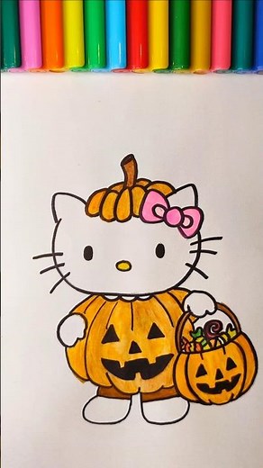 #shorts 🎃 Как нарисовать РИСУНОК на Хэллоуин / Хэллоу Китти / Halloween drawings / Hello Kitty