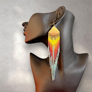 Native American Fringe Earrings in Beautiful Colors, Beaded Earrings, Native American Earrings, Huichol Earrings - Etsy Canada