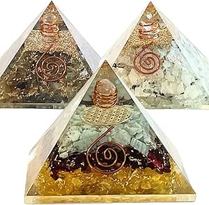 Amazon.com: Orgone Pyramid - Set of 3 - Orgone Generator Wealth Crystal Pyramid – Orgonite Moonstone Pyramid Crystal - Labradorite Healing Crystal Pyramid for Transformation - Orgonite Pyramids : Health & Household