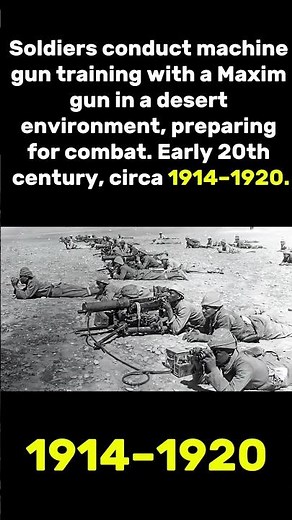World War I Era Troops Training with Maxim Gun