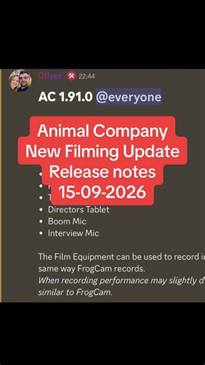 Animal Company New Filming Update Release notes 15-09-2026 😱 It’s Movies time 🍿📽️🎬 #animalcompany #fyp #viral #filming #quest
