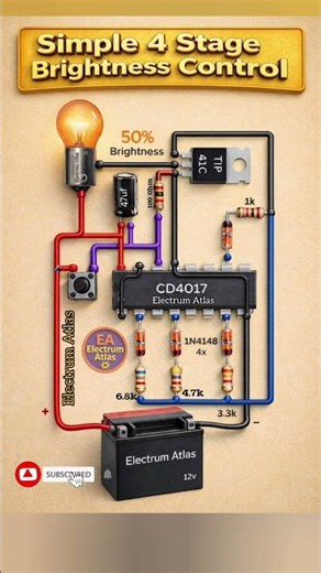 🔧 Simple 4-Stage Brightness Control Circuit Using CD4017 #diyelectronics