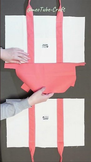 Basic Canvas Tote Bag Tutorial | with Pockets | DIY #meoTube_Craft #shorts