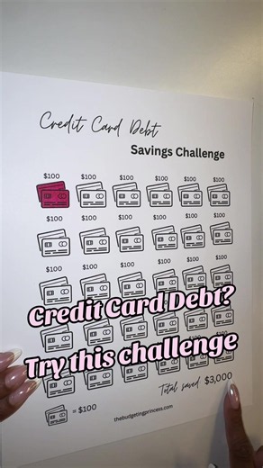 Save $3,000 towards credit card debt with this savings challenge 💳💸 #budgeting #moneytips #savingchallenge #savingschallenge #savingmoney