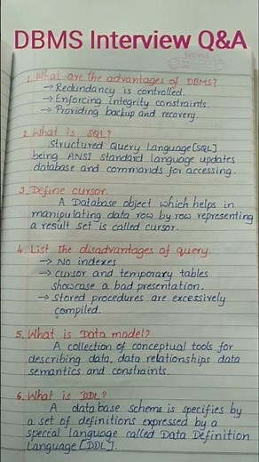 DBMS Interview questions & Answers