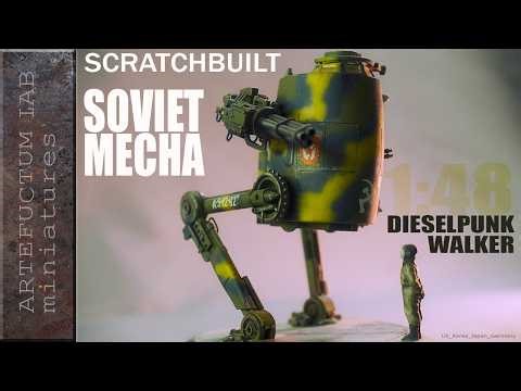 Scratchbuilt Red Army Dieselpunk Mecha | 1:48 Kitbash Model Photoshoot