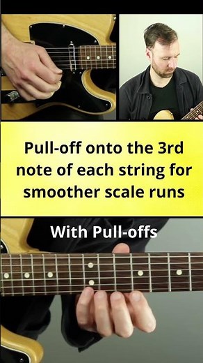 Pull-off approach for smoother descending scale runs on the guitar