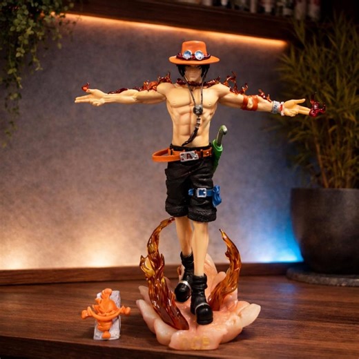 One Piece Portgas D. Ace Figure: 28cm Anime Collectible Statue, Fire Effect PVC Model - Etsy