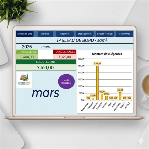 Suivi budgétaire automatisé Excel en français | Tableau de bord VBA, suivi des revenus et des dépenses | Gestionnaire de budget familial automatisé - Etsy France