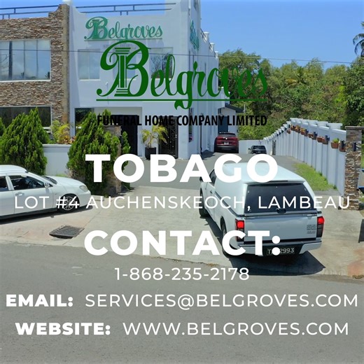 Belgroves on Instagram: "Welcome to Belgroves Funeral Home – Tobago 🌴 Here, compassion meets excellence. From first call to final farewell, our dedicated team delivers the gold standard of care that families across Trinidad & Tobago have trusted for over a century. Visit us at: 📍 Lot 4 Auchenskeoch Buccoo Bay Road, Lambeau,Tobago 📞 235-2178 ext. 3100 Belgroves Tobago — Celebrating Life's Precious Memories 💚 #BelgrovesFuneralHome #BelgrovesTobago #CompassionInAction #137YearsOfService #Celebr
