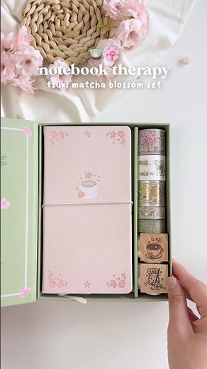 🍵 unboxing notebook therapy’s tsuki matcha blossom travel notebook set #unboxinghaul #bulletjournal